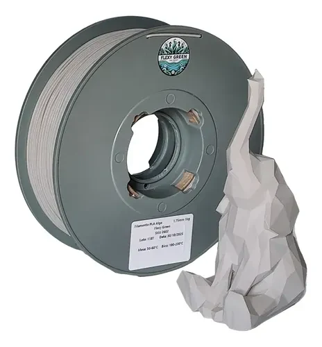 Rolo PLA - Cinza Claro - 1,75MM 1KG - FLEXY GREEN Alta Performance — 3